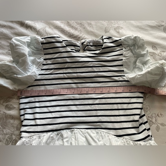 English Factory Puff Sleeve High Low Striped Mini Dress Small Anthropologie Chic - Picture 8 of 9